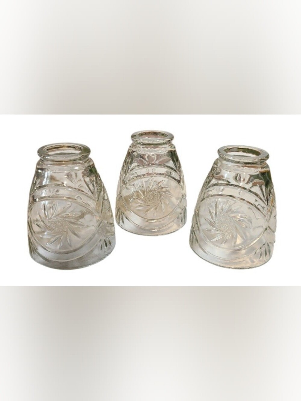 3 EMBOSSED CLEAR LIGHT SCONCES